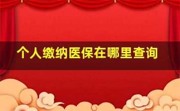 个人缴纳医保在哪里查询