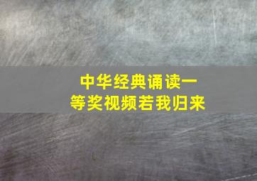 中华经典诵读一等奖视频若我归来