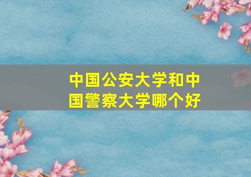 中国公安大学和中国警察大学哪个好