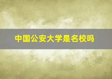 中国公安大学是名校吗