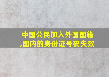 中国公民加入外国国籍,国内的身份证号码失效