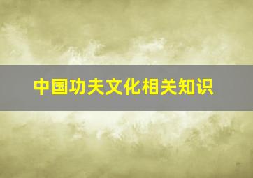 中国功夫文化相关知识