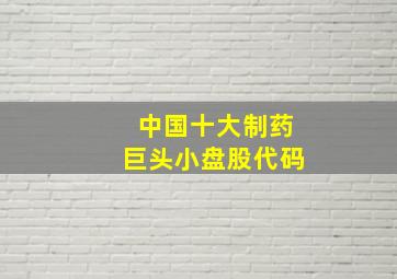 中国十大制药巨头小盘股代码