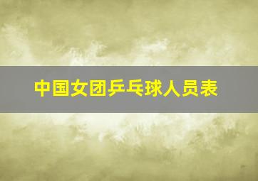 中国女团乒乓球人员表