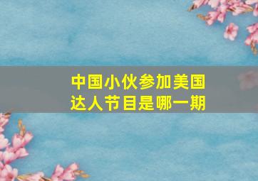 中国小伙参加美国达人节目是哪一期