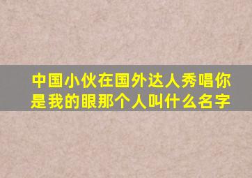 中国小伙在国外达人秀唱你是我的眼那个人叫什么名字