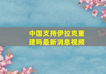 中国支持伊拉克重建吗最新消息视频