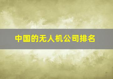 中国的无人机公司排名