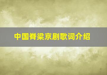 中国脊梁京剧歌词介绍