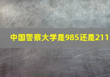 中国警察大学是985还是211