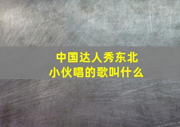 中国达人秀东北小伙唱的歌叫什么