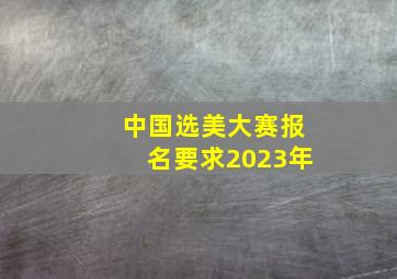 中国选美大赛报名要求2023年