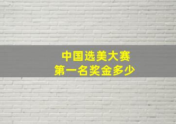 中国选美大赛第一名奖金多少