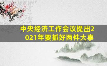 中央经济工作会议提出2021年要抓好两件大事