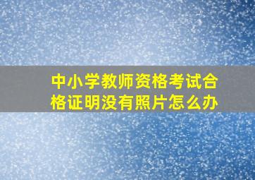 中小学教师资格考试合格证明没有照片怎么办