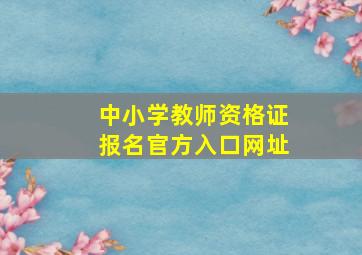 中小学教师资格证报名官方入口网址