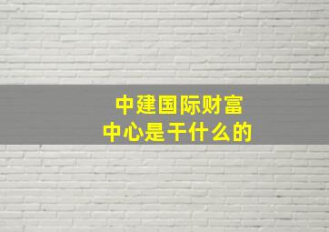 中建国际财富中心是干什么的