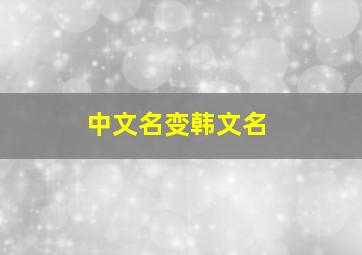 中文名变韩文名