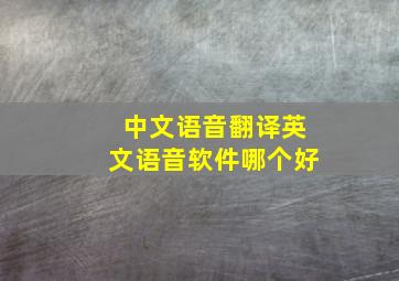 中文语音翻译英文语音软件哪个好