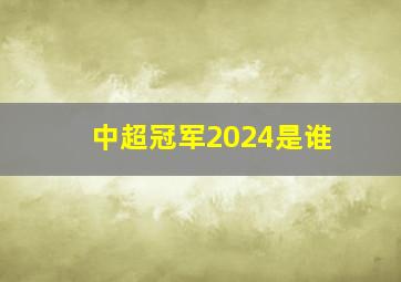 中超冠军2024是谁