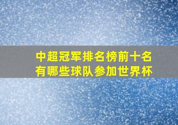 中超冠军排名榜前十名有哪些球队参加世界杯