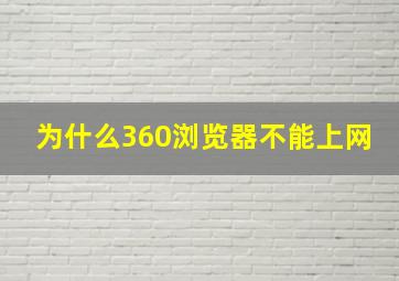 为什么360浏览器不能上网