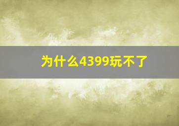 为什么4399玩不了