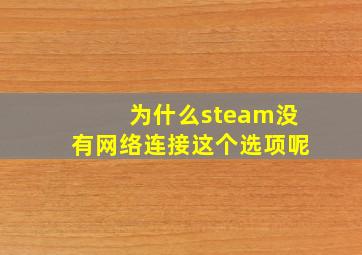 为什么steam没有网络连接这个选项呢