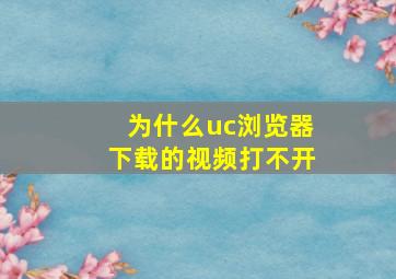 为什么uc浏览器下载的视频打不开