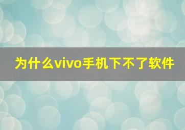 为什么vivo手机下不了软件