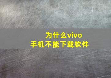 为什么vivo手机不能下载软件