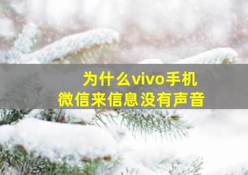 为什么vivo手机微信来信息没有声音