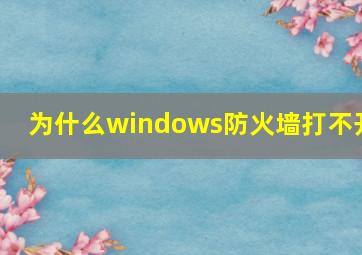 为什么windows防火墙打不开