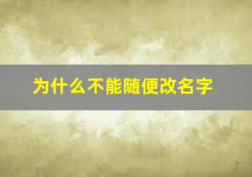 为什么不能随便改名字