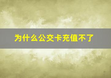 为什么公交卡充值不了