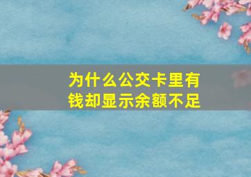 为什么公交卡里有钱却显示余额不足