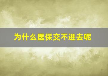 为什么医保交不进去呢