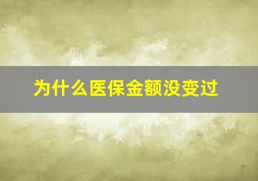 为什么医保金额没变过