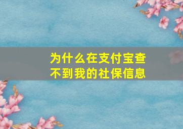 为什么在支付宝查不到我的社保信息