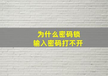 为什么密码锁输入密码打不开