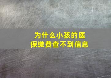 为什么小孩的医保缴费查不到信息