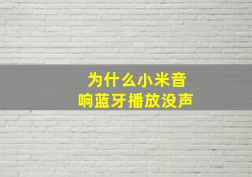 为什么小米音响蓝牙播放没声