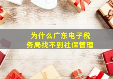 为什么广东电子税务局找不到社保管理