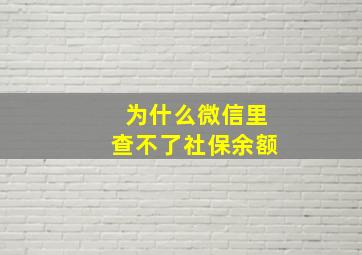 为什么微信里查不了社保余额