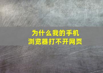 为什么我的手机浏览器打不开网页