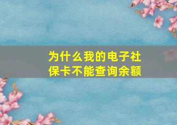 为什么我的电子社保卡不能查询余额