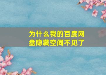 为什么我的百度网盘隐藏空间不见了