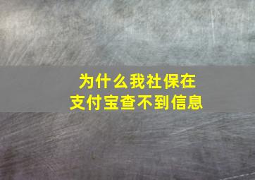 为什么我社保在支付宝查不到信息