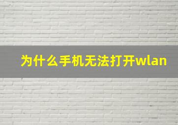 为什么手机无法打开wlan