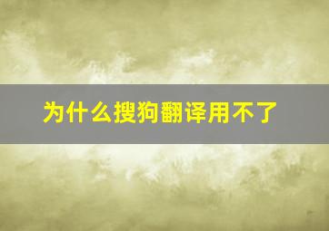 为什么搜狗翻译用不了